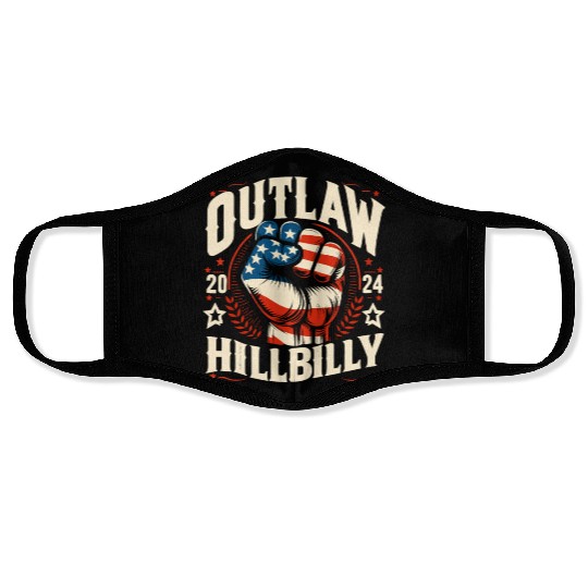 Vintage Retro US Flag Outlaw Hillbilly 2024 Trump Face Masks