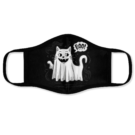 Funny Ghost Cat Boo Halloween Animal Ghost Kitty Face Masks