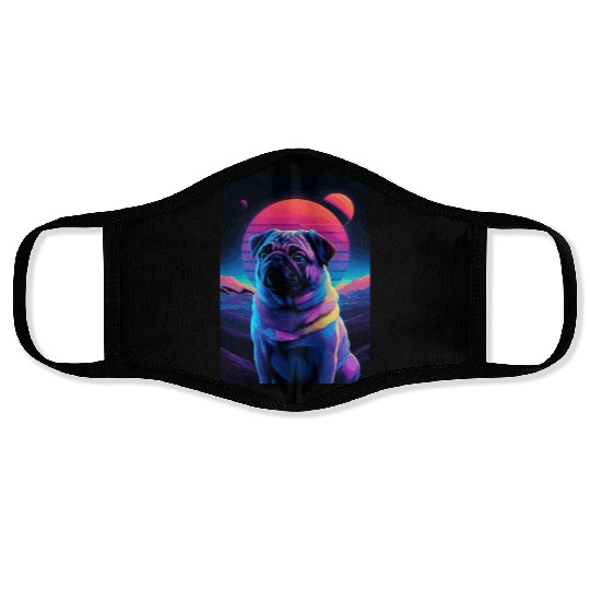Animal Art Planet Fantasy Artwork Pug in Neon Face Masks