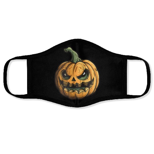 Grinning Green Stem Jack-O-Lantern Face Masks