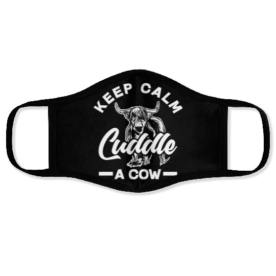 Keep Calm Cuddle A Highland Cow Face Masks