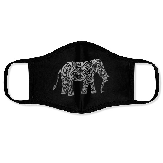 Tribal Elephant Graphic Design Cool Animal Lover Face Masks