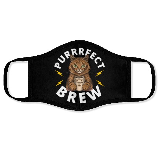 Funny Purrfect Brew - Cat and coffee Face Masks