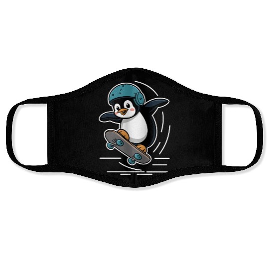 Skating Penguin With Helmet Face Masks