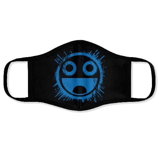Blue Joyful Face Face Masks