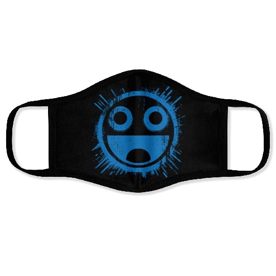 Blue Joyful Face Face Masks