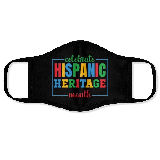 Hispanic heritage month colorful text image colorf Face Masks