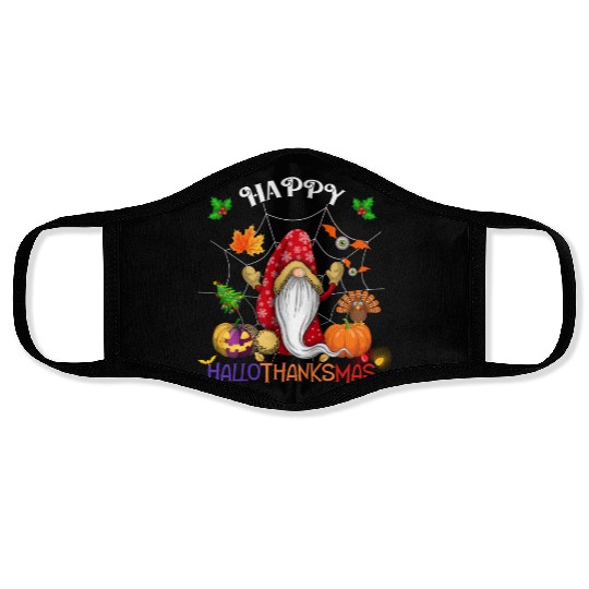 Happy HalloThanksMas Gnome Face Masks