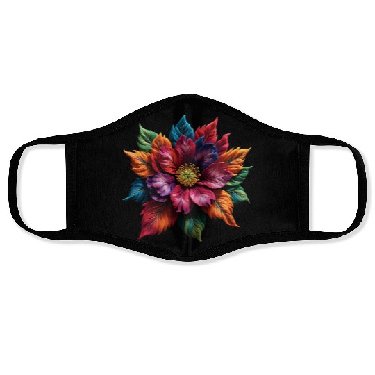 Spectrum Bloom - The Vivid Floral Symphony Face Masks