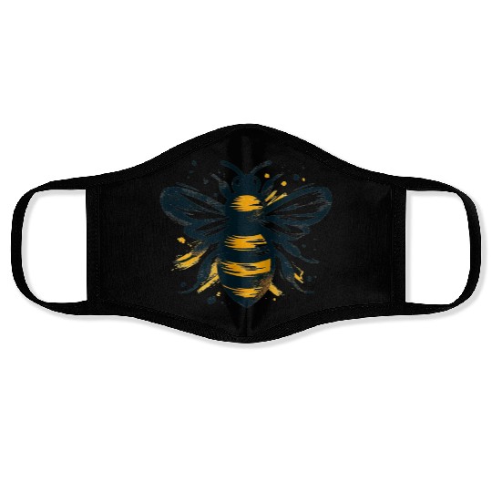 Honey Bee Insect Art 1 Face Masks