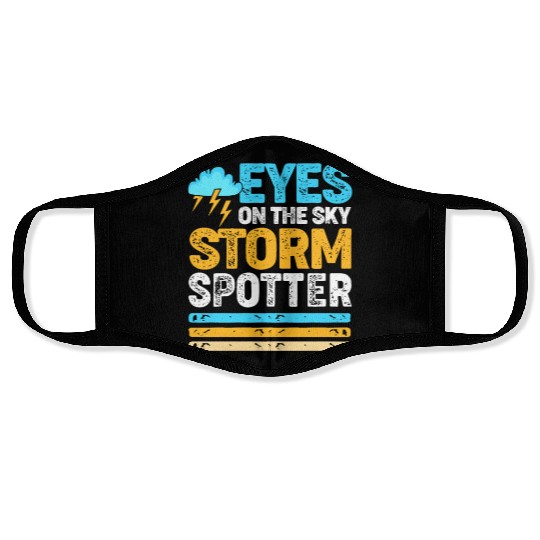 Retro Meteorologist Eyes On The Sky Strom Spotter Face Masks