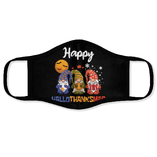 Happy Hallothanksmas Halloween Thanksgiving Gnome Face Masks