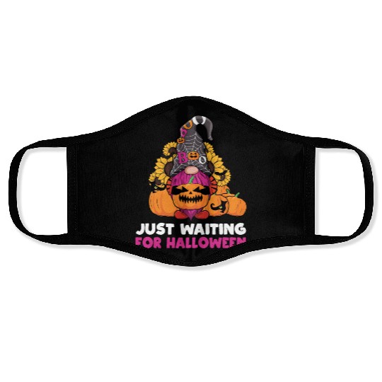 Just Waiting For Halloween Gnomes Thanksgiving Face Masks