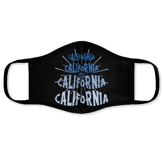 California West Coast Golden State Blue Graphic Face Masks