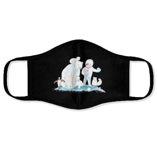 Polar Animals and Snowman in Ice Cold Winter Face Masks