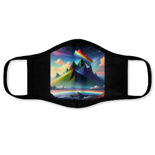 Rainbow mountain Face Masks