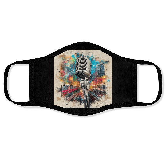 NYC Microphone AT Subway Face Masks