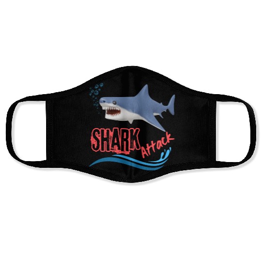 A different unique colorful shark attack design Face Masks