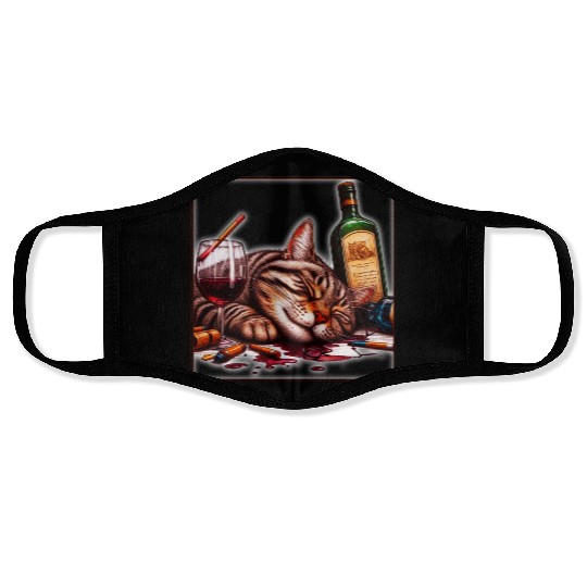 Cat as a person Face Masks