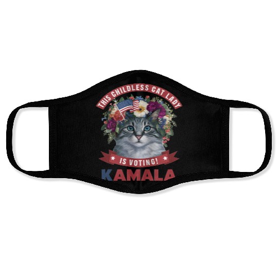 Childless Cat Lady is voting kamala Face Masks