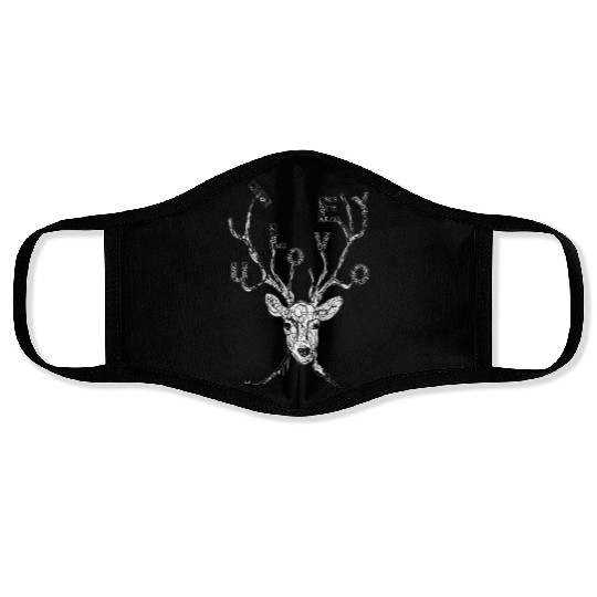 Animal head abstract font art design Face Masks