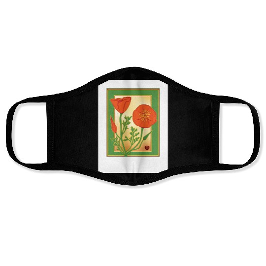 California Poppies illustration poster Face Masks