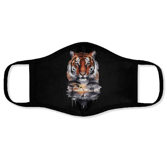 Tiger Paradise Jungle for a Tiger lovers Face Masks