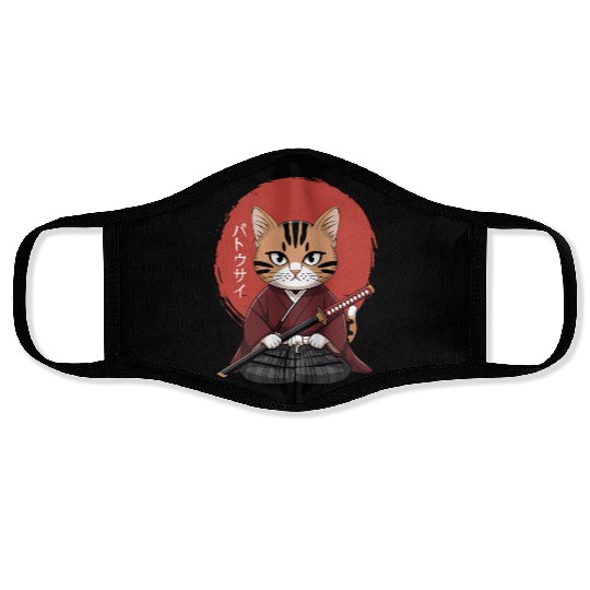 Neko Battousai Samurai Cat Classic Face Masks