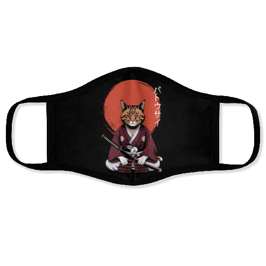 Neko Battousai Samurai Cat Classic Face Masks
