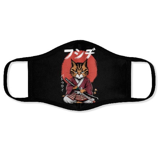 Neko Battousai Samurai Cat Classic Face Masks