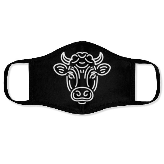 Cow face cows vector farm animal art path6 Face Masks