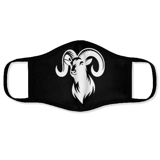 Goat With Huge Horns Face Masks