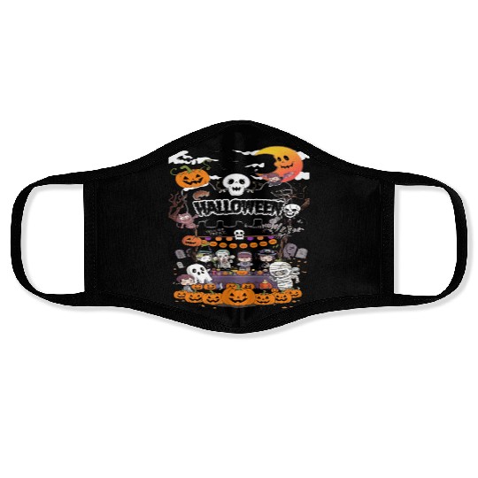 Happy Halloween party Cute chibi cartoon Face Masks