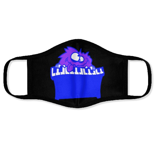 Funny Hairy Alien Monster Playing Keyboard Music Face Masks