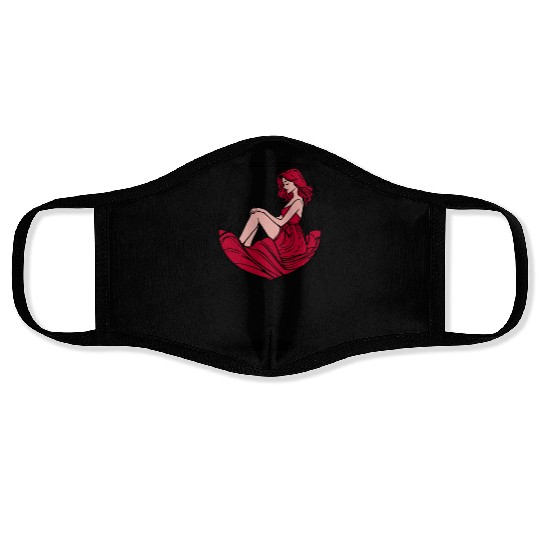 Lady in Red Wine Glass Face Masks