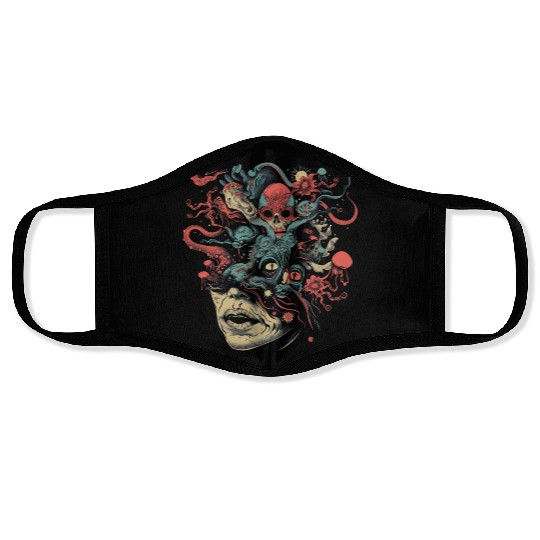 Weirdcore Aesthetic Weird Face Skull Dreamcore Face Masks