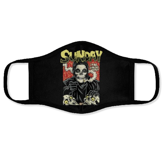 Sunday I'm not Doing Shit Today Horror Version Face Masks