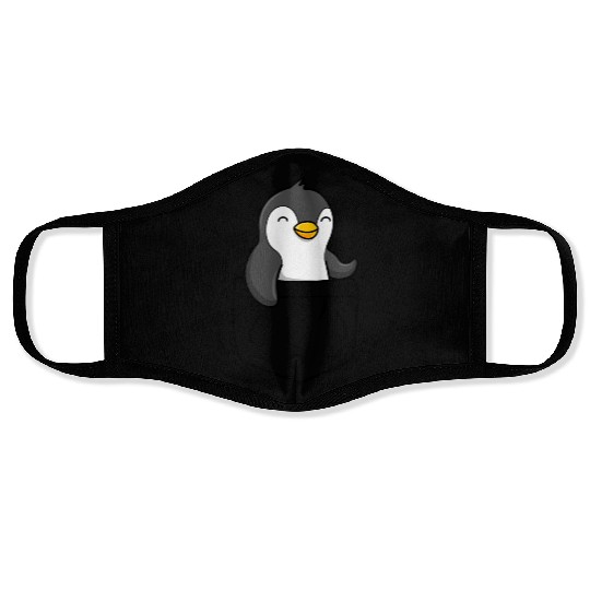 The Penguin in the pocket, funny penguin , penguin Face Masks