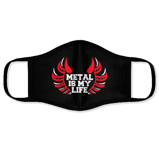 Heavy Metal Is My Life Hard Rock Music Text Quote Face Masks