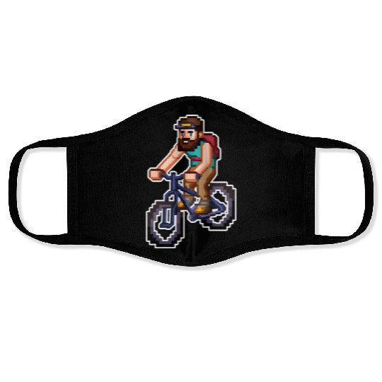 Mountain Bike Pixel Art Face Masks
