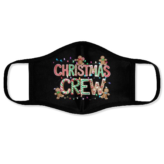 Gingerbread and Candy Christmas Crew with Lights Face Masks