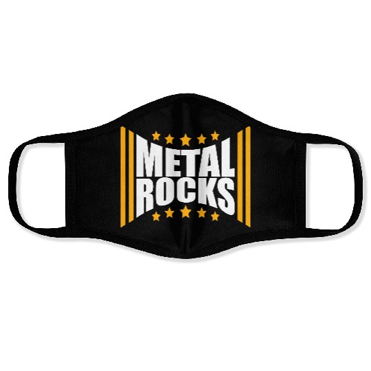 Heavy Metal Rocks Hard Rock Music Text Quote Logo Face Masks