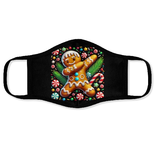 Dabbing Gingerbread Cookie Christmas Fun Face Masks