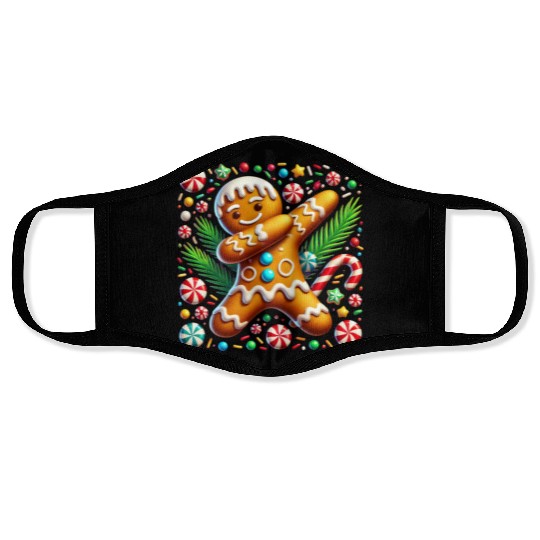 Dabbing Gingerbread Cookie Christmas Fun Face Masks