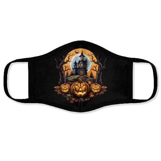 Spooky Haunted House Halloween Witches Pumpkin Face Masks