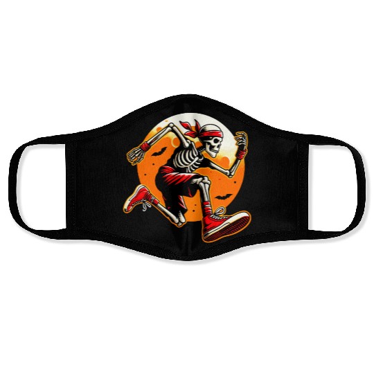 Running Skeleton Sunset - Cool Urban Streetwear Face Masks