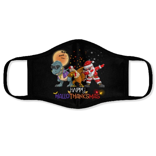 Dabbing Dinosaur Turkey Santa Claus Hallothanksmas Face Masks