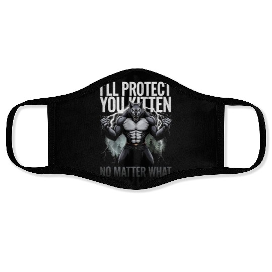 I'll Protect You Kitten Alpha Wolf Face Masks