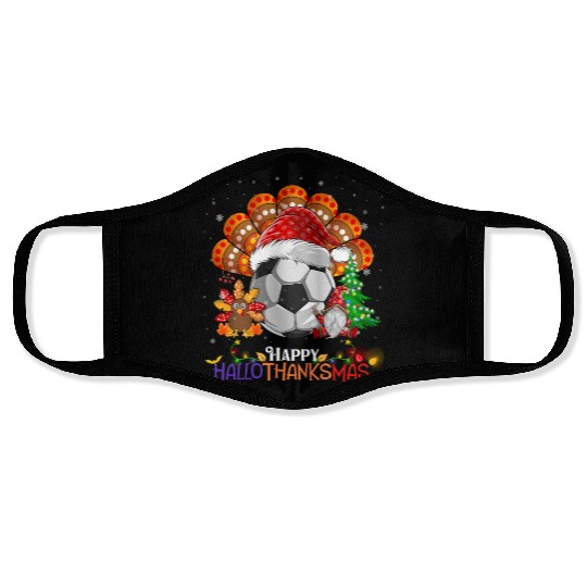 Soccer Turkey Gnome Happy Hallothanksmas Face Masks