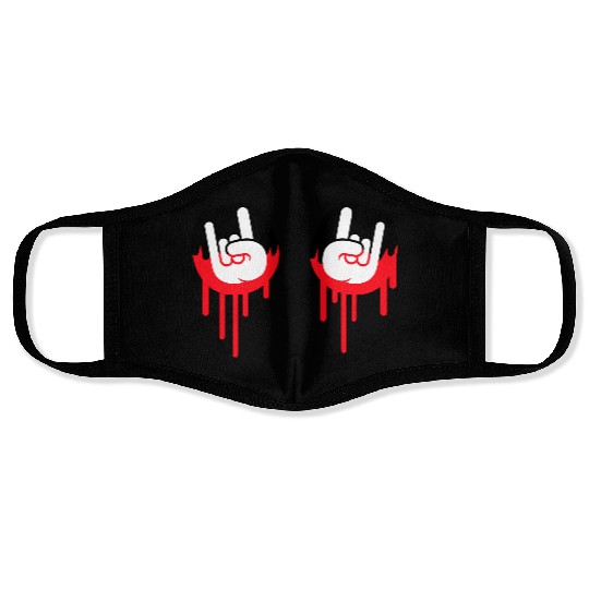 Heavy metal graffiti drop horn finger hand gesture Face Masks